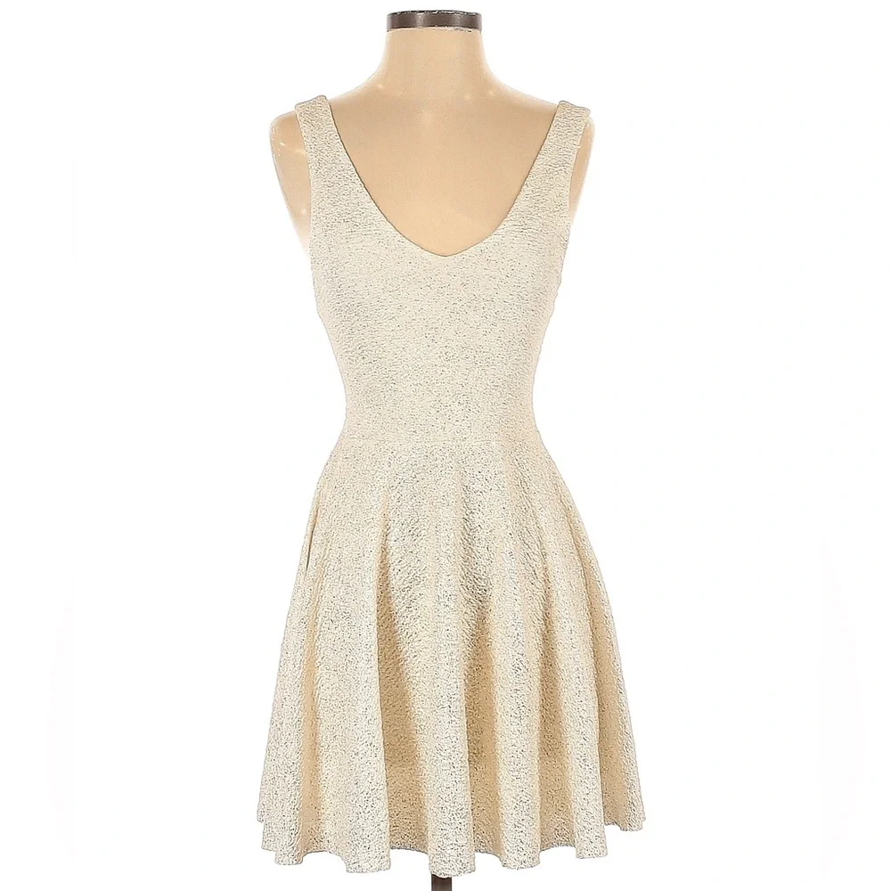 UO Silence + Noise Sinderella Ivory Sparkle Mini Dress - Picture 3 of 10